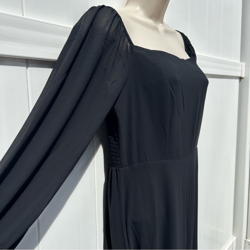 Baltic Born Giselle Maxi Dress Black Chiffon Maxi with Smocked Bodice | Large - Picture 13 of 16